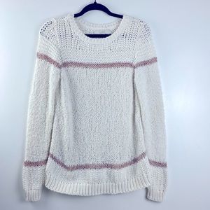 Loft Knit Colorful Cable Cream Sweater Size Medium